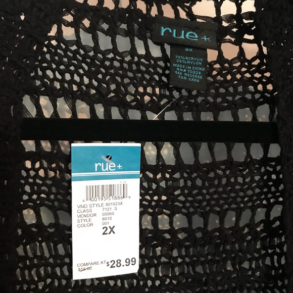 Plus Black Kimono Cardigan 2x - Picture 2 of 7